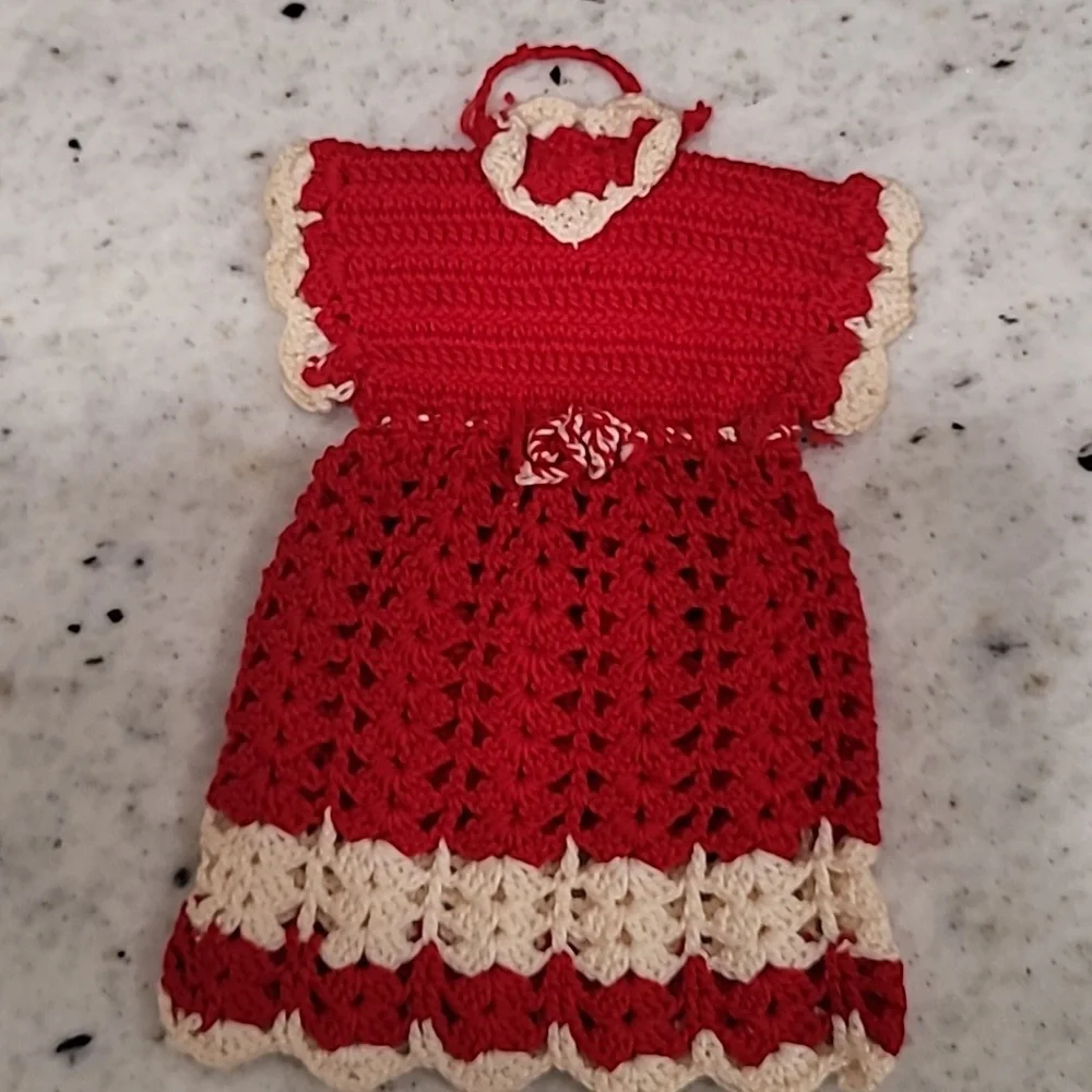 Vintage Hand Crochet Potholders 5 pc